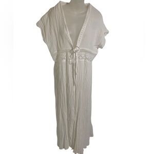 Unbranded White Women's Boho Tied Front Gauze Swim Coverup Kimono One Size